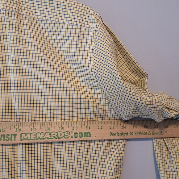 Ralph Lauren Classic Fit Mens Micro Plaid Yellow & Blue Mens‎ Shirt Size 15.1/2 - Picture 8 of 11